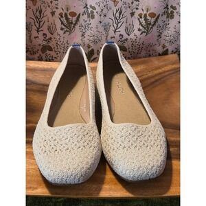 Rothy's The Pointed Flat Knit Cream Casual Comfort Shoes Womens Size 9.5